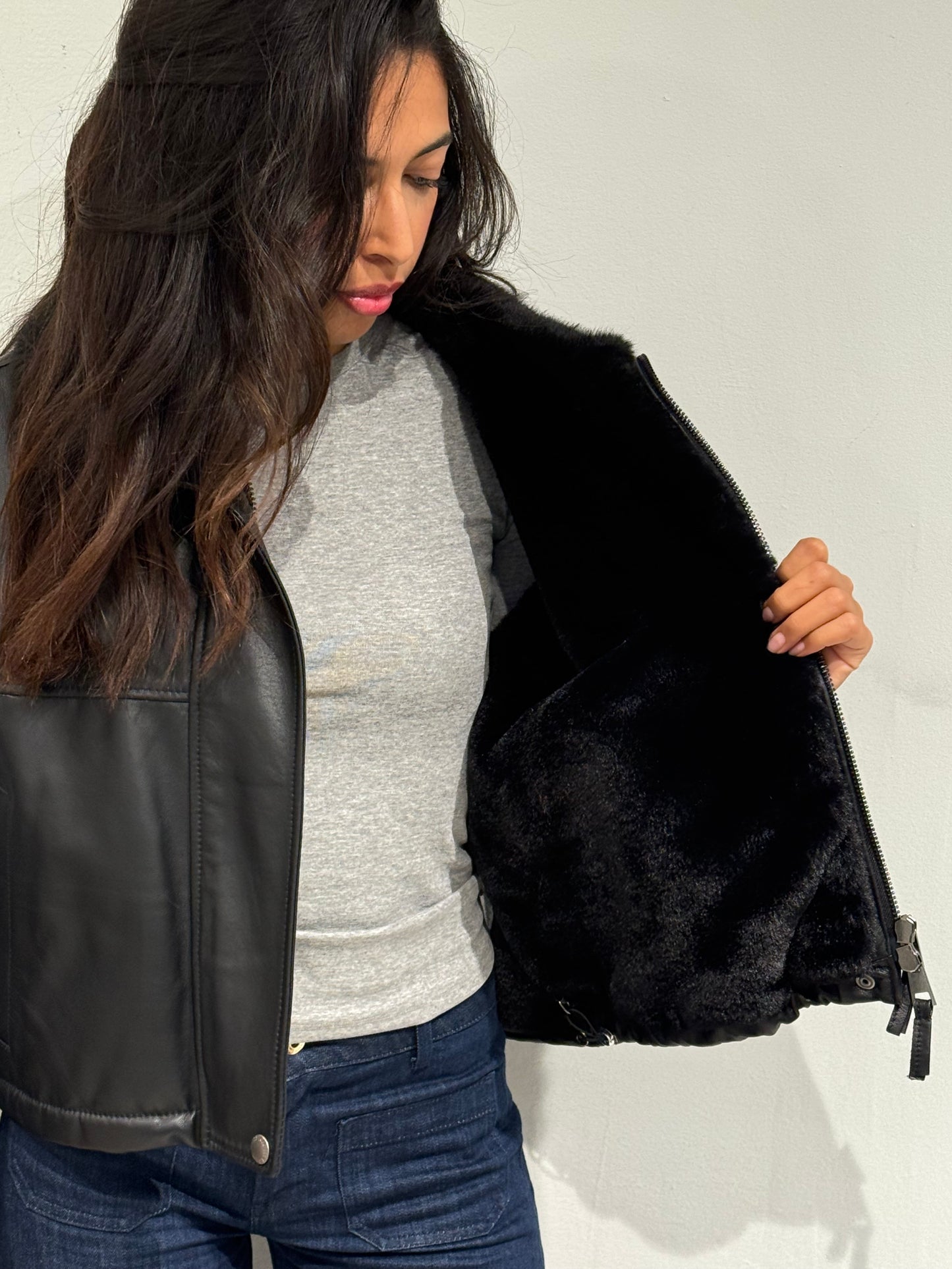 Giubbotto in pelle Nero imbottito Myskin