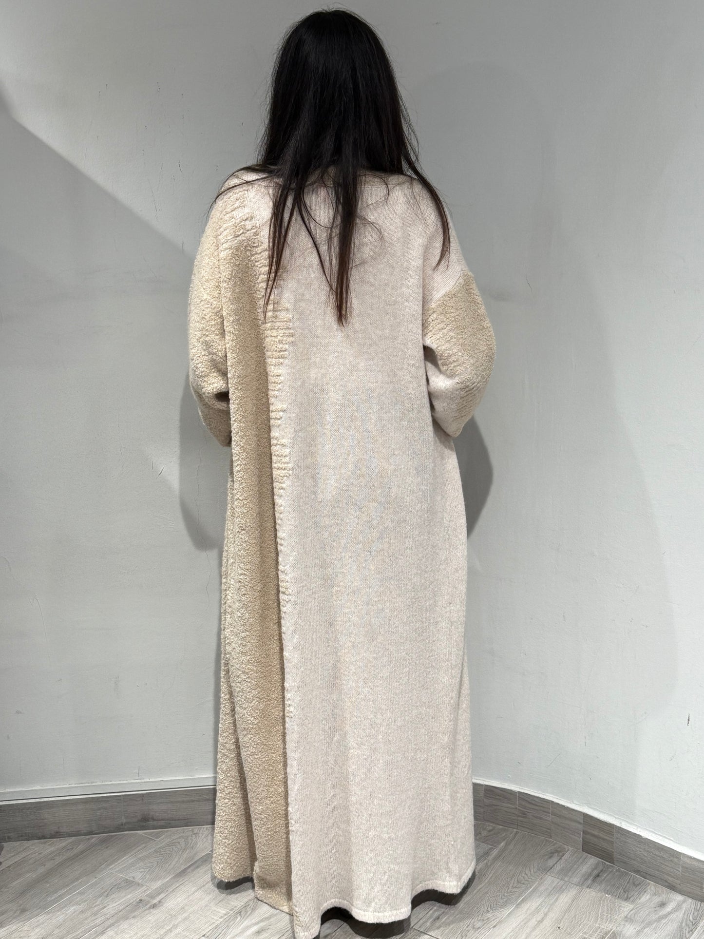 Cardigan lungo in lana merino e alpaca