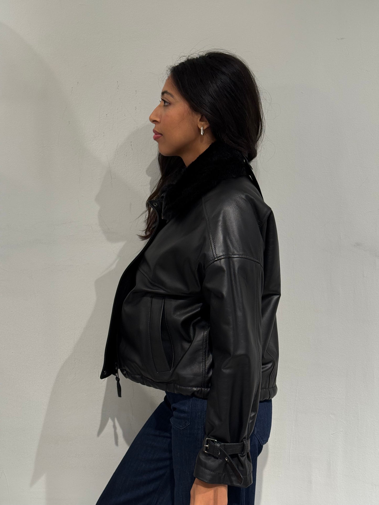 Giubbotto in pelle Nero imbottito Myskin