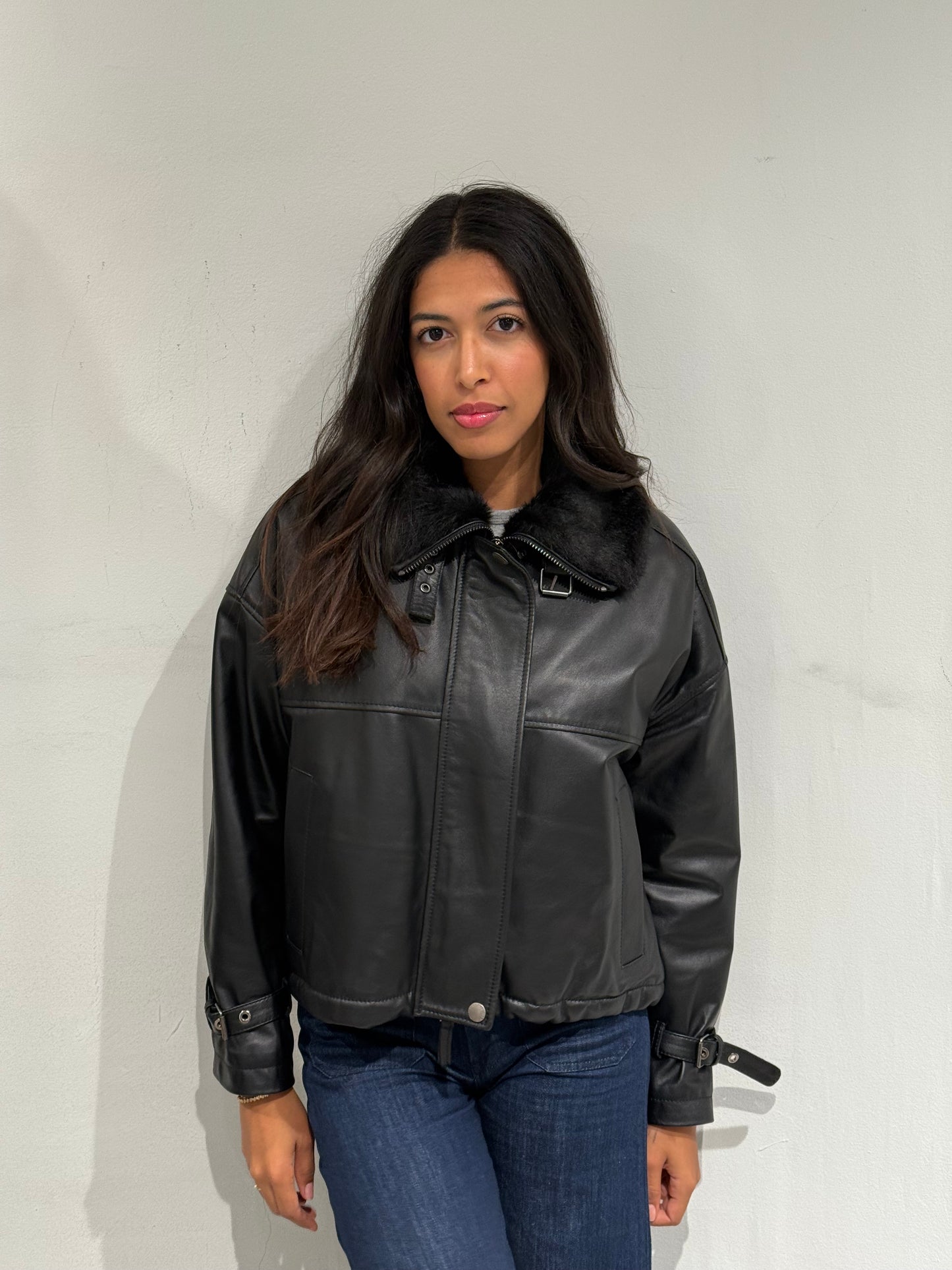 Giubbotto in pelle Nero imbottito Myskin