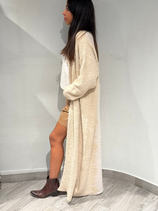 Cardigan lungo in lana merino e alpaca