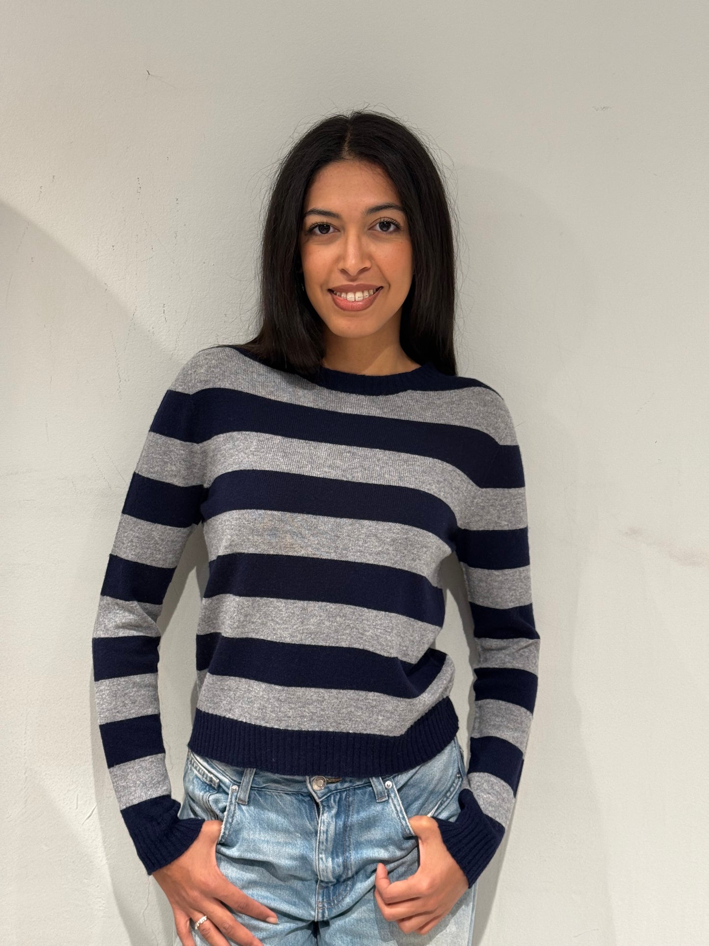 Maglioncino a righe in Lana e Cashmere